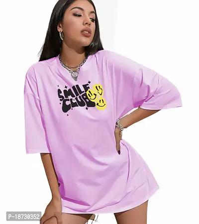 Calm Down Round Neck Oversized printed T-shirt for Women