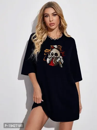 Calm Dawn Round Neck Oversize Printed T-Shirt For Women
