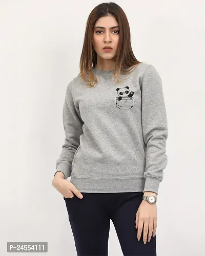 Classic Fleece Round Neck Full Sleeve Printed Sweatshirt for Women-thumb0