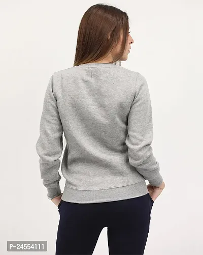 Classic Fleece Round Neck Full Sleeve Printed Sweatshirt for Women-thumb3
