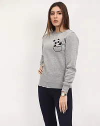 Classic Fleece Round Neck Full Sleeve Printed Sweatshirt for Women-thumb3