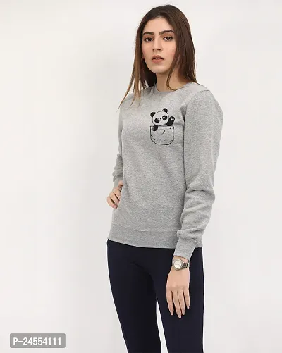 Classic Fleece Round Neck Full Sleeve Printed Sweatshirt for Women-thumb4