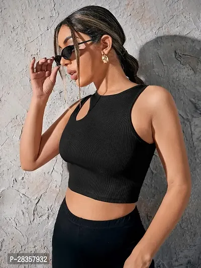Calm Down Sleeveless Ribbed Crop Top for Women-thumb3