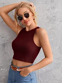 Calm Down Sleeveless Ribbed Crop Top for Women-thumb2
