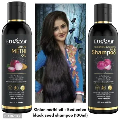 Eneeva Onion Methi Oil and Red Onion Blackseed Hair Shampoo pack 1 B