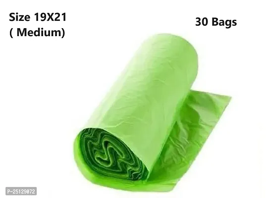 Oxo Biodegradable Garbage Bags 19 X 21 Inches (Medium Size) 30 Bags (1 Rolls) Dustbin Bag/Trash Bag - Green Color-thumb0