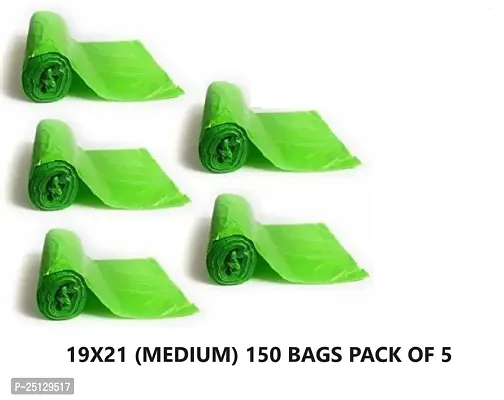 Oxo Biodegradable Garbage Bags 19 X 21 Inches (Medium Size) 150 Bags (5 Rolls) Dustbin Bag/Trash Bag - Green Color