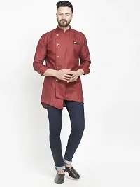 Banity Bey Stylish Maroon Cotton Short Kurta for Men-thumb1