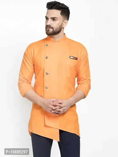 Banity Bey Stylish Orange Cotton Short Kurta for Men