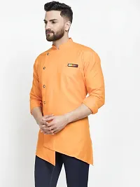 Banity Bey Stylish Orange Cotton Short Kurta for Men-thumb1