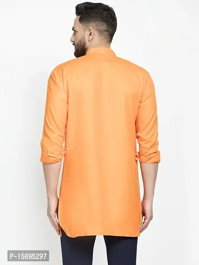 Banity Bey Stylish Orange Cotton Short Kurta for Men-thumb4