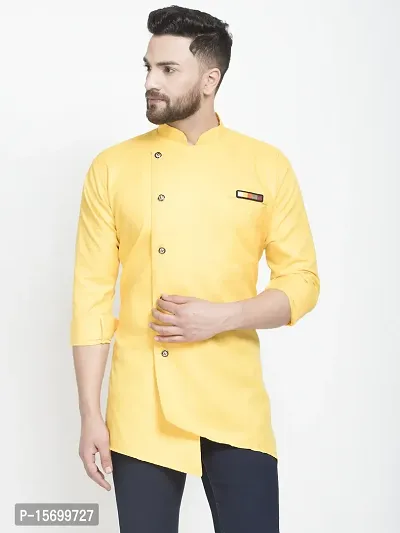 Banity Bey Stylish Yellow Cotton Short Kurta for Men