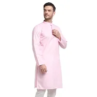 Banity Bey Cotton Blend Pink Ethnic Straight Kurta for Men-thumb1