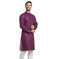 Banity Bey Cotton Blend Purple Ethnic Straight Kurta for Men-thumb1