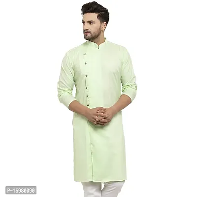 Banity Bey Magic Cotton Regular Fit Light Green Kurta for Men-thumb0