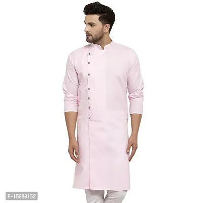 Banity Bey Magic Cotton Regular Fit Pink Kurta for Men
