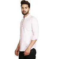 Banity Bey Men's Cotton Blend Stylish Pink Shirt Cum Kurta-thumb2