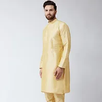 Banity Bey Dupion Silk Gold Regular Fit Kurta for Men-thumb1