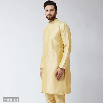 Banity Bey Dupion Silk Gold Regular Fit Kurta for Men-thumb2