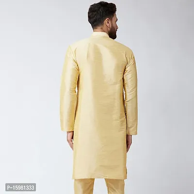 Banity Bey Dupion Silk Gold Regular Fit Kurta for Men-thumb3