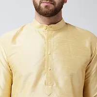 Banity Bey Dupion Silk Gold Regular Fit Kurta for Men-thumb3