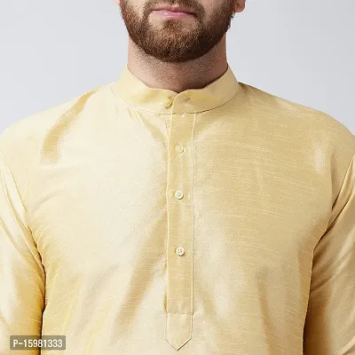 Banity Bey Dupion Silk Gold Regular Fit Kurta for Men-thumb4