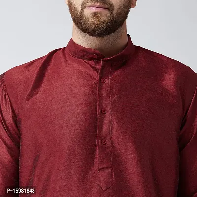 Banity Bey Dupion Silk Maroon Regular Fit Kurta for Men-thumb4