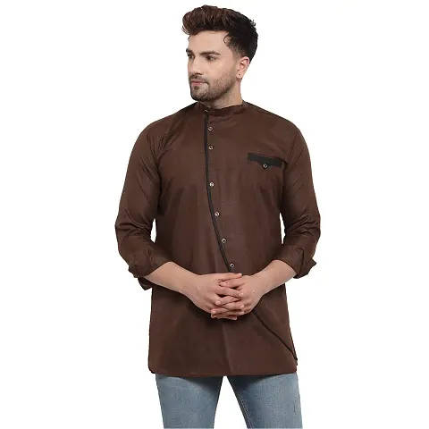 Banity Bey Blend Designer Short Kurta for Men (Brown)