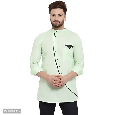 Banity Bey Cotton Blend Designer Short Kurta for Men (Light Green)