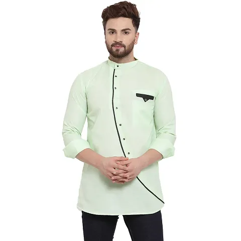 Banity Bey Blend Designer Short Kurta for Men (Light Green)