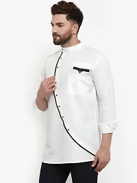 Banity Bey Cotton Blend Designer Short Kurta for Men (White)-thumb4