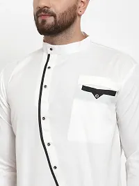 Banity Bey Cotton Blend Designer Short Kurta for Men (White)-thumb3