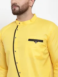 Banity Bey Cotton Blend Designer Short Kurta for Men (Yellow)-thumb2