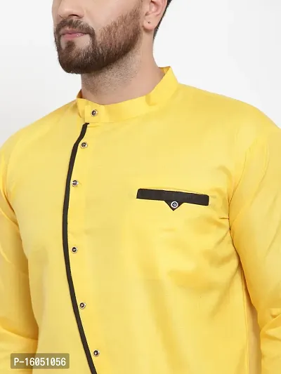 Banity Bey Cotton Blend Designer Short Kurta for Men (Yellow)-thumb3