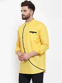 Banity Bey Cotton Blend Designer Short Kurta for Men (Yellow)-thumb3