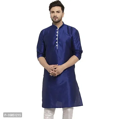 Bontestitch Dupion Silk Regular Fit Kurta for Men (Royal Blue)-thumb0