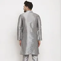 Bontestitch Dupion Silk Regular Fit Kurta for Men (Silver)-thumb2