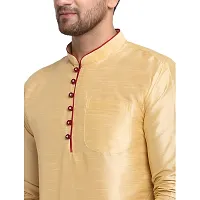 Banity Bey Men's Dupion Regular Fit Kurta |Soft and Comfortable Kurta |Ethnic Kurta Special for Mens (Gold)-thumb3