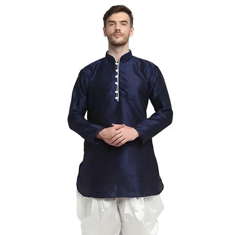 Banity Bey Men's Dupion Regular Fit Kurta |Soft and Comfortable Kurta |Ethnic Kurta Special for Mens (Black)