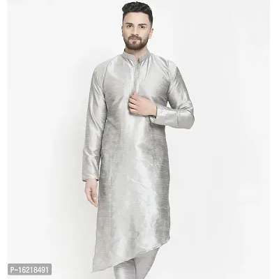 Classic Silk Blend Solid Kurtas for Men-thumb0