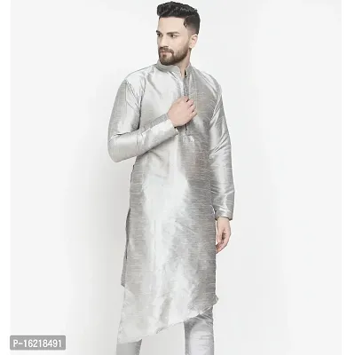 Classic Silk Blend Solid Kurtas for Men-thumb4