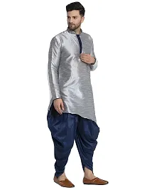 Banity Bey Men's Dupion Silk Dhoti | Men Elastic Readymade Dhoti Ready to Wear (Navy Blue)-thumb1
