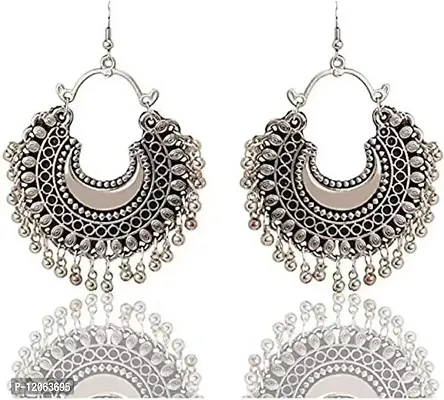 Afgani Multi Color Beads Alloy Chandbali Earring Metal Chandbali Earring