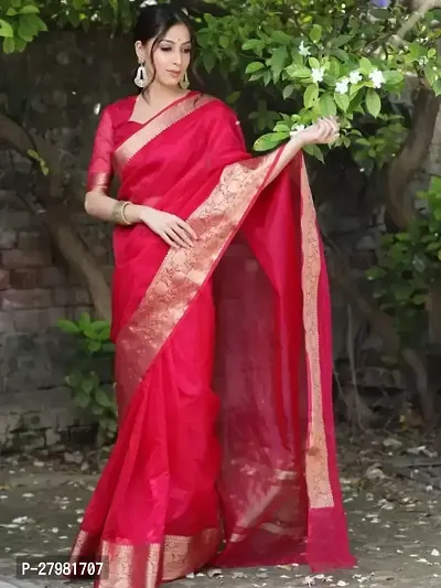 Classic Organza Saree with Blouse piece-thumb0