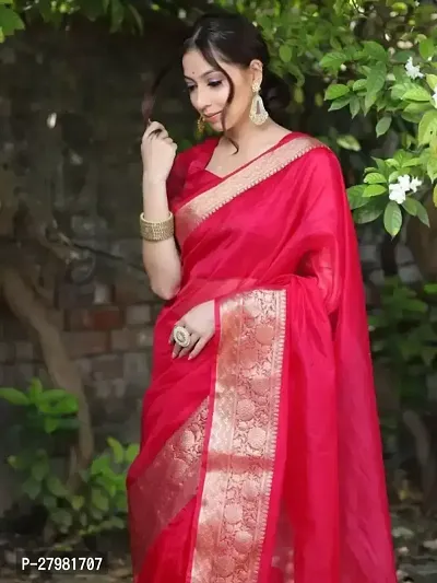Classic Organza Saree with Blouse piece-thumb4