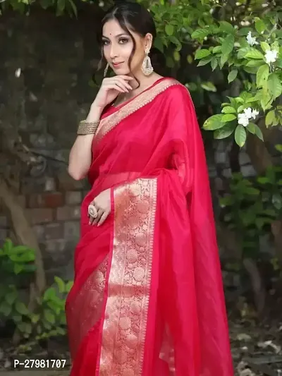 Classic Organza Saree with Blouse piece-thumb3