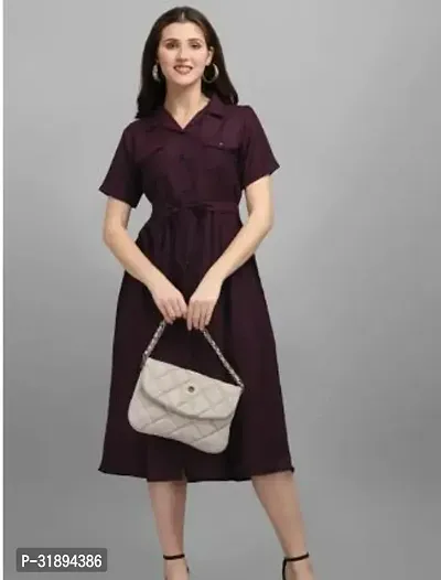 Stylish Purple Rayon Solid Fit And Flare Dress For Women