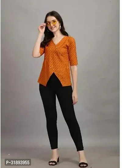 Stylish Orange Rayon Printed Top For Women-thumb0