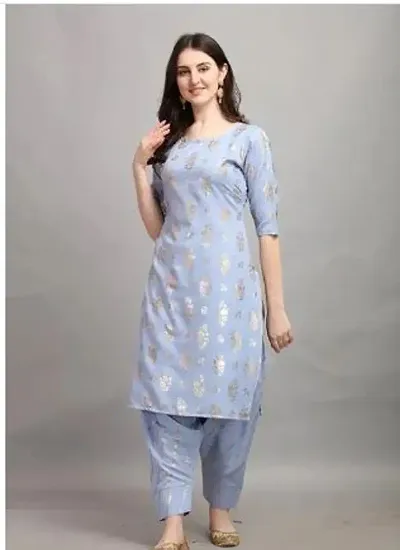 Stylish Rayon Straight Kurta With Pant Set For Women