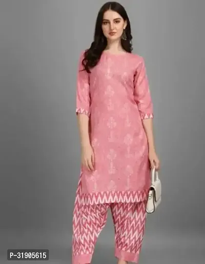 Stylish Pink Cotton Printed Co-Ord Set For Women-thumb0